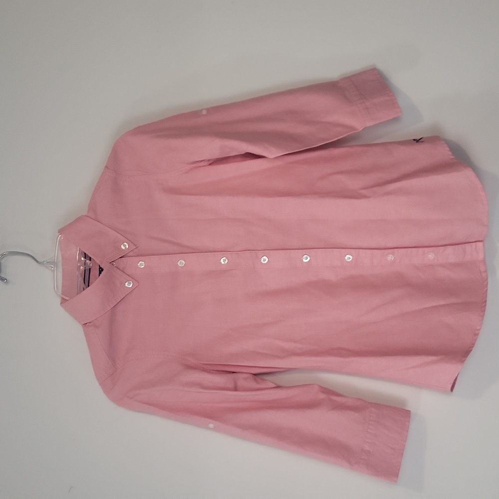 TOMMY GIRL Pink Cotton Roll Tab 3/4 Sleeve Button Down Shirt